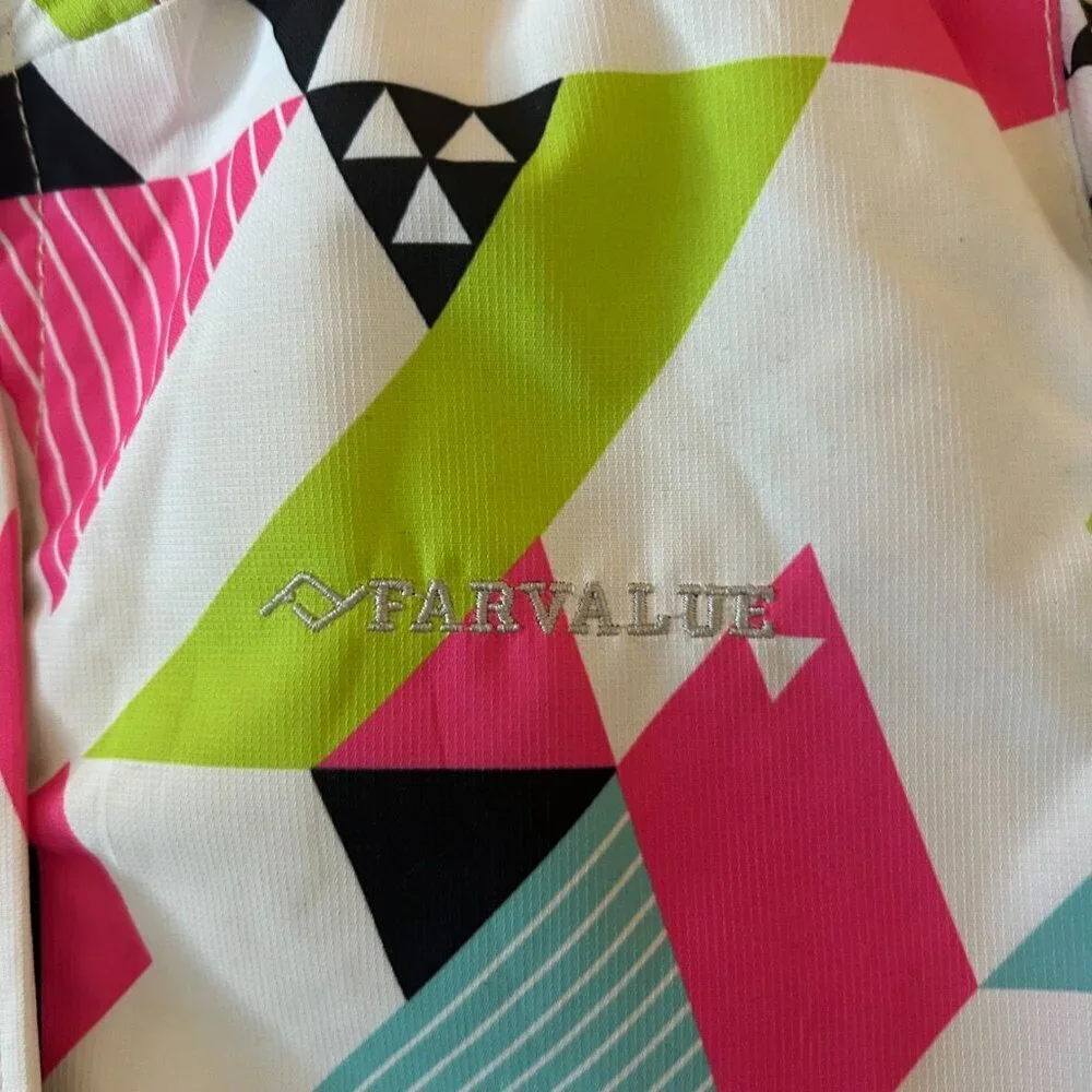 Girl's Waterproof Ski Jacket Size Small Colorful Geometric Size 8 High Neck Snow